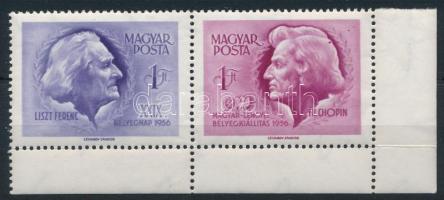 1956 Bélyegnap (29.) ívsarki pár Chopin haján folt lemezhiba