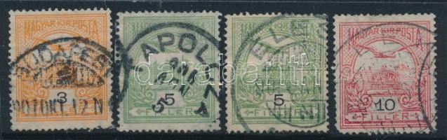 1906 Turul 4 db bélyeg "b" számvízjelállással (18.000)