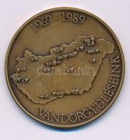 Bognár György (1944-) 1989. "20 éves a Magyar Éremgyűjtők Egyesülete / 1969-1989 Vándorgyűléseink" kétoldalas bronz emlékérem (42,5mm) T:AU patina Adamo BP28
