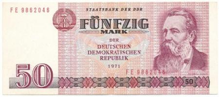 Német Demokratikus Köztársaság 1971. 50M "FE 9862046" T:XF German Democratic Republic 1971. 50 Mark "FE 9862046" C:XF Krause P#30
