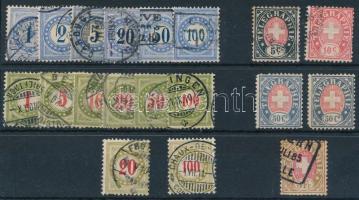 Svájc 1868-1878 Távírda és portó bélyegek, összesen 19 db (Mi EUR 106.-)