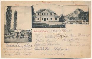 1903 Sebeskellemes, Sebes-Kellemes, Sebes-Kellemesi-Rétek, Sarisské Lúky (Kellemes, Lubotice; Eperjes, Presov); Fő út, Grófi kastély, Kapi vár / main street, castle, castle ruins (Kapusiansky hrad). Art Nouveau (r)