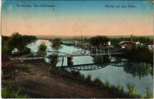 1917 Hrusov, Hruschau (Ostrava, Ostrau); Partie an der Oder / bridge, riverside (EK)