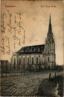 1912 Chernivtsi, Czernowitz, Cernauti, Csernyivci (Bukovina, Bucovina, Bukowina); Herz Jesu Kirche. Verlag Moritz Gottlieb / church (wet corner)
