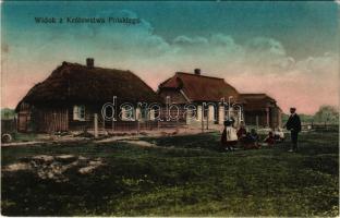 1915 Widok z Królewstwa Polskiego / View from the Kingdom of Poland. Polish folklore + "K.u.K. Bahnhofkommando Radom" "K.U.K. ETAPPENPOSTAMT KIELCE"(EK)