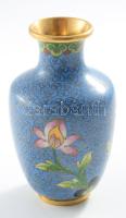 Cloisonne réz váza, horpadással, m: 10,5 cm