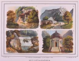 cca 1860 Herkulesfürdő, Militär-Gränze Wallachisch-Illirisch Regiment (Land Ungarn), Jos. Zahradniczek litográfia. paszpartuban, 18×22 cm