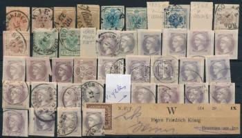 Osztrák klasszikus összeállítás, főként hírlapbélyegek és illetékbélyegek, stecklapon