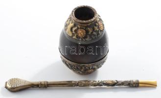 Argentin mate tea tartó és bombilla