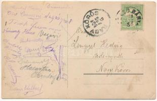 1909 Felsőbánya, Baia Sprie; vasútállomás, gőzmozdony, vonat, a Szatmár-Nagybányai-Vasút XII. osztál...