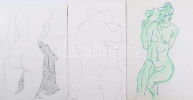 Kádár György (1912-2002): 9 női akt rajz. Tus, papír. Mindegyik jelzett. 23×16 és 50x36 cm körüli mé...