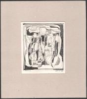 Kádár György (1912-2002): Kompozíció (cím nélkül), 1969. Tus, papír, jelzett, paszpartuban. 12x10 cm