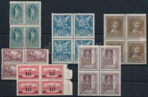 1923-1933 Petőfi Sándor I. sor négyestömbökben + Kisegítő bélyeg III. négyestömb (20.000)