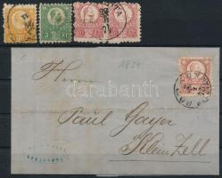 1871-1873 Réznyomat 2kr, 3kr + 5kr pár + levél "SOPRON / DÉLUTÁN"