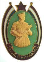 1970 k. "Kiváló Határőr" aranyozott, zománcozott jelvény, csavaros hátlappal (45x33mm) T:AU