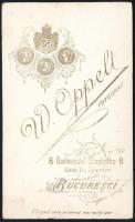 cca 1900 Elegáns fiatal férfi portréja, vizitkártya W. Oppelt bukaresti műterméből (Bucuresci, Boule...
