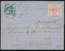 1862 Mi 10 levélen + Mi 9 utólag felragasztva (garancia nélkül / no guarantee)