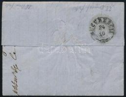 1862 Mi 10 levélen + Mi 9 utólag felragasztva (garancia nélkül / no guarantee)