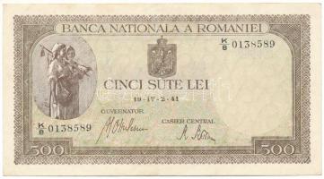 Románia 1941. 500L T:F Romania 1941. 500 Lei C:F Krause P#51