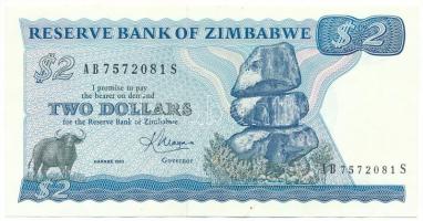 Zimbabwe 1983. 2$ "AB 7572081 S" T:F szép papír Zimbabwe 1983. 2 Dollars "AB 7572081 S" C:F fine paper Krause P#1