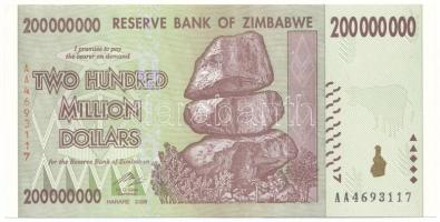 Zimbabwe 2008. 200.000.000$ T:AU Zimbabwe 2008. 200.000.000 Dollars C:AU Krause P#81