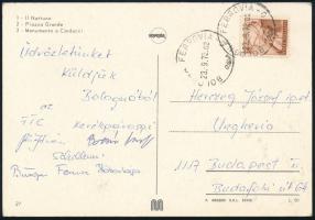 1973 Bologna, az FTC kerékpárosai által aláírt képeslap: Bürger Ferenc, Hóbor Lajos és mások (összesen 5 db aláírás)