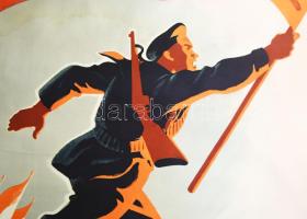 1957 Gönczi-Gebhardt Tibor (1902-1994): Éljen a nagy októberi szocialista forradalom plakát, szakadá...