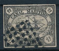 Egyiptom - Szuezi-csatorna 1868 Forgalmi bélyeg Mi 1 garancia nélkül / no guarantee (Mi EUR 1.600) (papírelvékonyodás / thin paper)