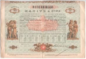 1870. Budapest (Pest) "Kanitz &amp; Comp Bank- és Váltóüzlet" kötelezvénye 20db 1870. évi magyar királyi jutalomkölcsön sorsjegyhez T:F hajtások mentén szakadások