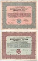1925. Budapest "Magyar Királyság 5%-kal kamatozó járadékkölcsön" államadóssági kötvény 125.000K-ról + "Magyar Királyság 5%-kal kamatozó járadékkölcsön" államadóssági kötvény 1.000.000K-ról T:F