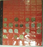 Albumba rendezett tartalmas éremgyűjtemény, szép magyar és külföldi ezüst pénzekkel tűzdelve, illetv...