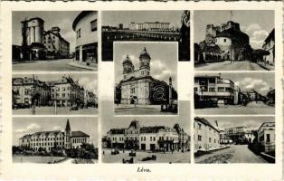 Léva, Levice; mozaiklap / multi-view postcard with castle ruins (EK)