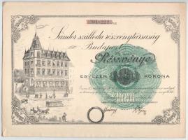1922. Budapest "Sándor Szálloda Részvénytársaság" huszonöt részvénye egyben, összesen 25.000K-ról, szelvényekkel T:AU,XF hajtatlan, de több nagyobb sarokhajlással