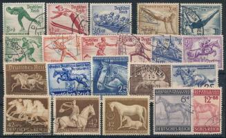 Deutsches Reich 1935-1943 Berlini olimpia sorok + 9 klf lósport kiadás, köztük 1 falcos érték, stecklapon