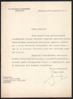 1937 Bp., Bornemisza Géza (1895-1983) országgyűlési képviselő, kereskedelem- és közlekedésügyi miniszter autográf aláírása gépelt levelén Csoór Lajos (1893-1963) országgyűlési képviselő részére