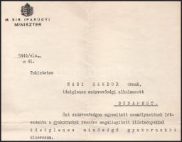 1941 Bp., Varga József (1891-1956) Corvin-koszorús és kétszeres Kossuth-díjas vegyészmérnök, gazdasá...