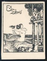 Tichy Kálmán (1888-1968): Ex libris erotikus Klisényomat, papír, 8,5x7 cm