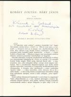 1962 Kodály Zoltán: Háry János. Magyar Állami Operaház. Bónis Ferenc által Devecseri Gábornak DEDIKÁ...