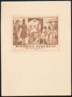 Gara Arnold (1882-1929): Ex libris Dr. Móricz Miklósné. Rézkarc, hártyapapír, jelzett. 10x7 cm