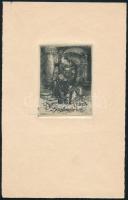 Végh Gusztáv (1889-1973): Ex libris dr. Szathmáry. Rézkarc, papír, jelzett a dúcon 9x6 cm