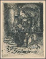 Végh Gusztáv (1889-1973): Ex libris dr. Szathmáry. Rézkarc, papír, jelzett a dúcon 9x6 cm