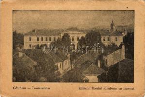 Székelyudvarhely, Odorheiu Secuiesc; Edificiul liceului romanesc, cu internat / Román gimnázium és internátus / Romanian high school and boarding school + "Tábori postahivatal 41" (szakadás / tear)