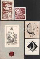 7 db magyar art deco ex libris, klf alkotók, technikák.