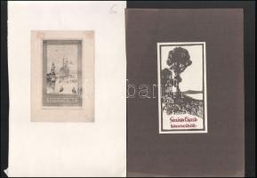 7 db magyar art deco ex libris, klf alkotók, technikák