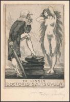 Tordai Schilling Oszkár (1880-?): Ex libris doctoris Szűcs Gyula. Erotikus Rézkarc, papír, jelzett 9...