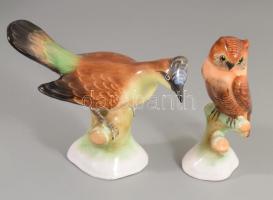 Bodrogkeresztúri madár és bagoly, kézzel festett kerámia, m: 12 cm