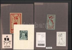 ca 1910-1930 5 db art deco és erotikus ex libris Gara Arnold, Józsa Károly, stb