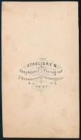 cca 1865 Kislány portréja, vizitkártya Strelisky Náthán (1818-1864) pesti műterméből, 10,5x6 cm