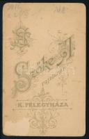 cca 1890 Szakállas férfi portréja, vizitkártya Szőke Antal rajztanár kiskunfélegyházi műterméből, ki...