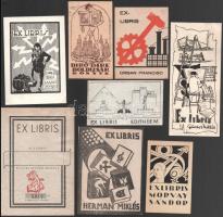 ca 1930 8 db art deco magyar ex libris, különböző alkotók és technikák, ritka darabok